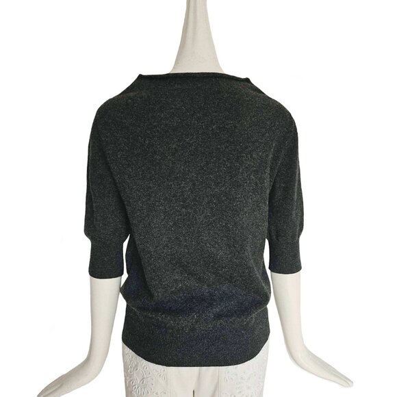 LOUIS VUITTON CHARCOAL PADLOCK LOGO CHAIN MOTIF SHORT SLEEVES CASHMERE SWEATER ( - Picture 5 of 7